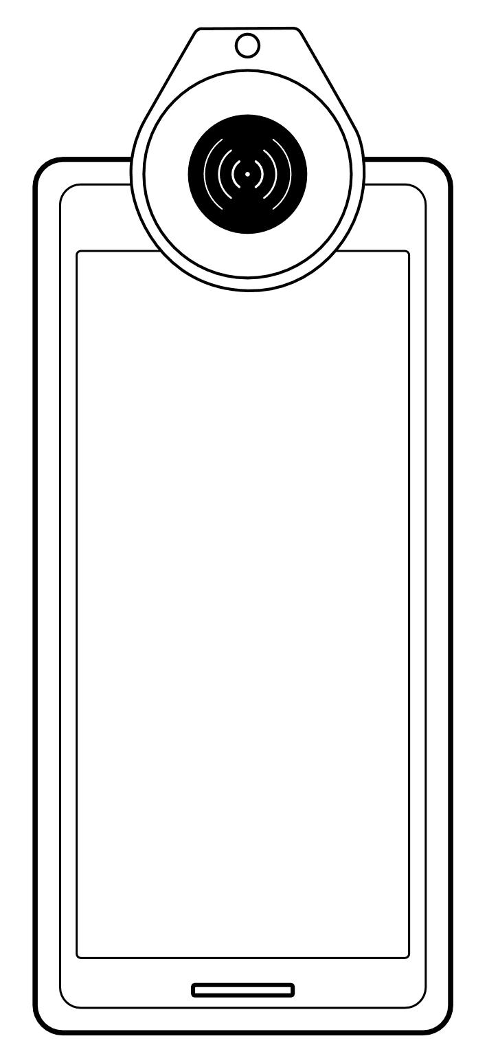 TapTag positioned at the top edge of an iPhone